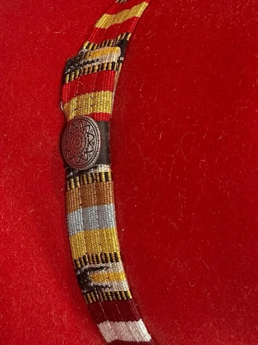 BAILEY Red Felt Fedora with Southwestern Patterned Band